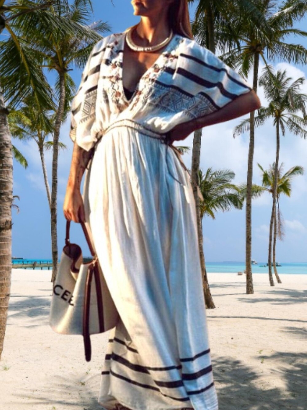 ZARA Limited Edition Long Beaded Kaftan Dress Size XS-S